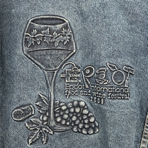 Disney Epcot Food Wine Festival 2008 Embossed Tyca Denim Made in USA Jacket - L - Picture 3 of 7